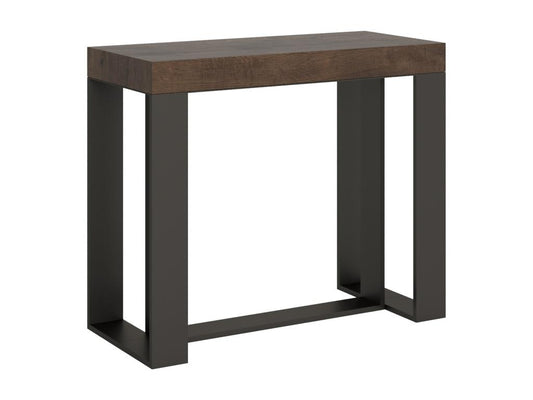 Console extensible 90x40/300 cm Chezlova Premium Noyer cadre Anthracite QCEL96026