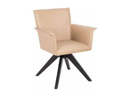 Chaise pivotante similicuir et pieds bois foncé Domopure-Couleur Domopure 90 Noir ZVPK00038