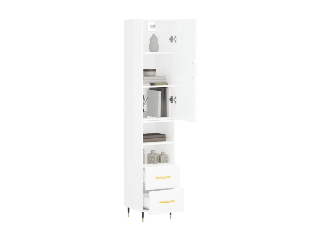 Buffet haut Blanc brillant 34,5x34x180 cm Bois d'ingénierie MBCP84346