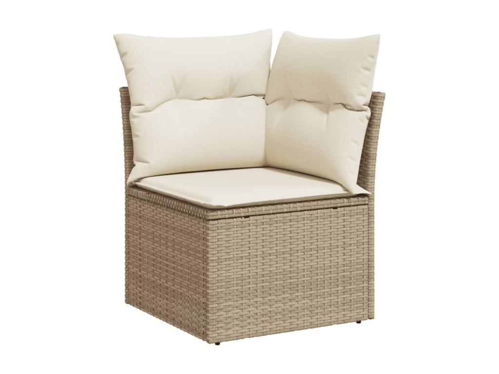 Salon de jardin avec coussins 12 pcs beige résine tressée JQNP70456