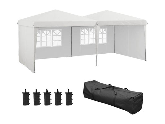 Tonnelle barnum pliable pop-up - 4 pans latéraux amovibles 6 fenêtres sac transport 5 sacs lestage - acier Chezlova blanc KMEU75911