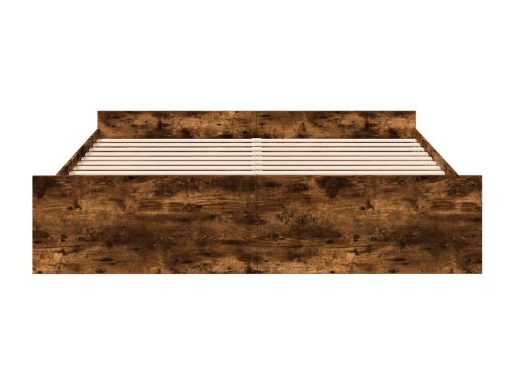 Cadre de lit et tiroirs chêne fumé 200x200 bois d'ingénierie BILR72247