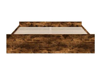 Cadre de lit et tiroirs chêne fumé 200x200 bois d'ingénierie BILR72247