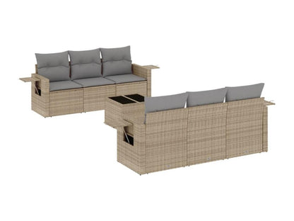 Salon de jardin avec coussins 7 pcs beige résine tressée MVGK72560