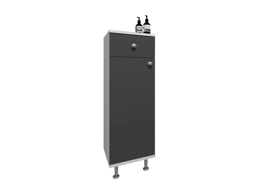 Chezlova Bois Meuble de salle de bain Armoire de salle de bain Midischrank Armoire de salle de bain Tiroir Étagère Nilosi Blanc / Anthracite GCVR49699