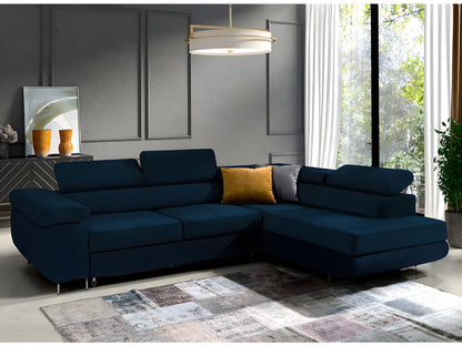 Canapé d'angle convertible droit 4 places Chezlova velours Bleu IHSR63823