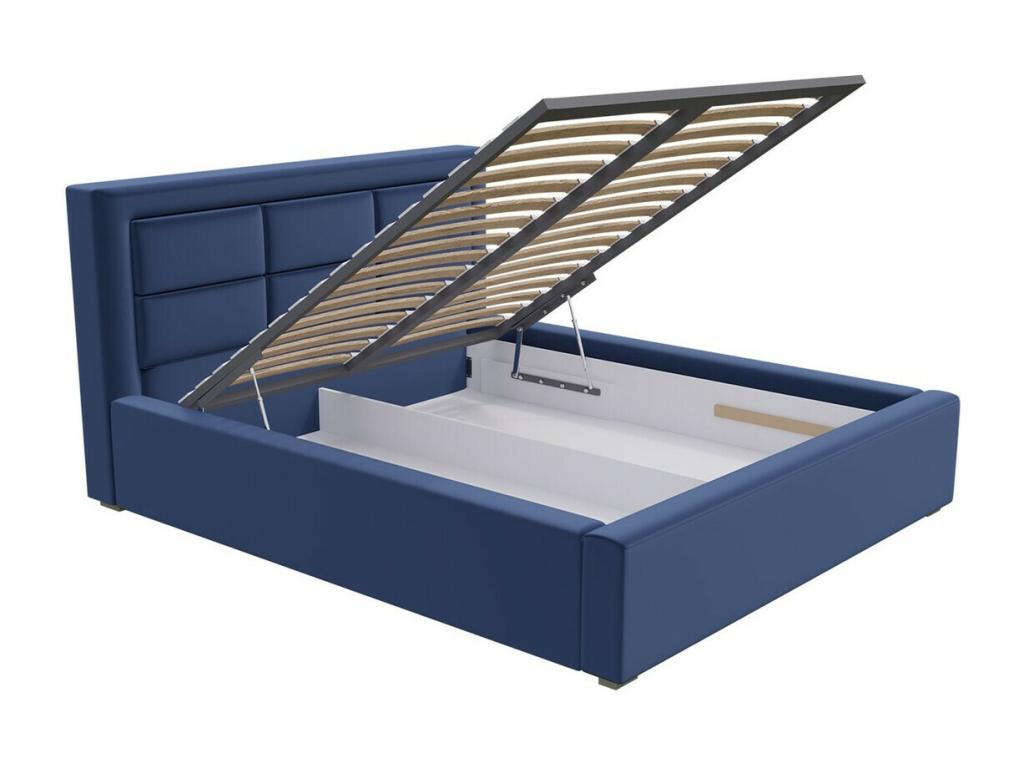 Lit Chezlova 103 Double Bleu 140x200 Tapisserie Sommier à Chezlova 160x223x93cm UOVO79558