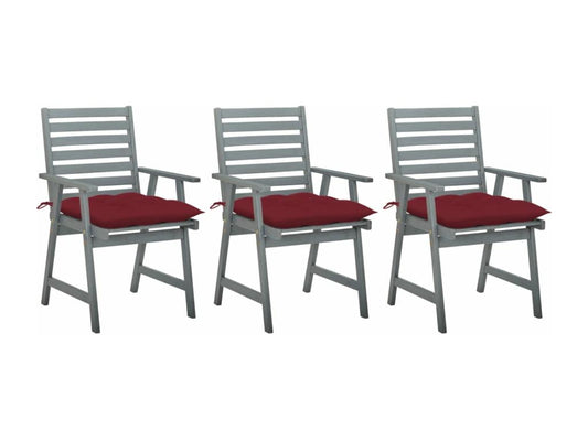 Chaises à dîner d'extérieur 3 pièces avec coussins Chezlova massif FOOE06345