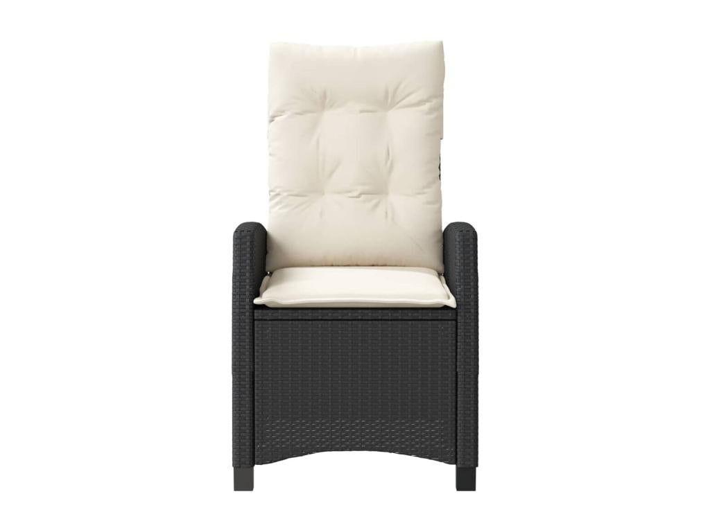 Chaise inclinable de jardin avec coussins noir résine tressée HOFN72779