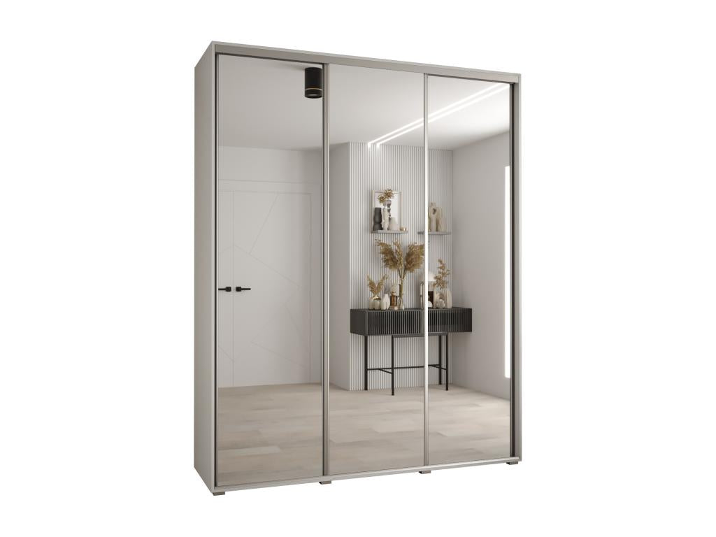 ARMOIRE Chezlova 2 À PORTES COULISSANTES 235.2/200/60 3 portes Blanc/Blanc/Argent KEPD79420