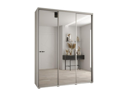 ARMOIRE Chezlova 2 À PORTES COULISSANTES 235.2/200/60 3 portes Blanc/Blanc/Argent KEPD79420