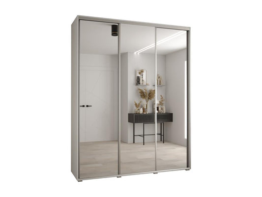 ARMOIRE Chezlova 2 À PORTES COULISSANTES 235.2/200/60 3 portes Blanc/Blanc/Argent KEPD79420