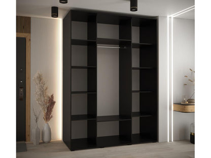 ARMOIRE Chezlova 3 À PORTES COULISSANTES 235.2/160/60 3 portes Noir/Blanc/Noir FEON82646