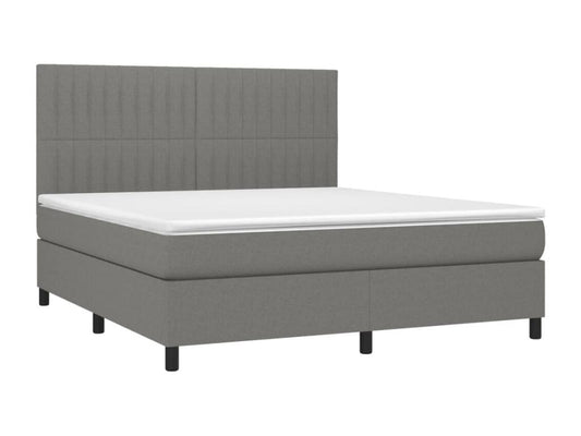 Sommier tapissier et matelas et LED Gris foncé 180x200 cm Tissu FIOS94851