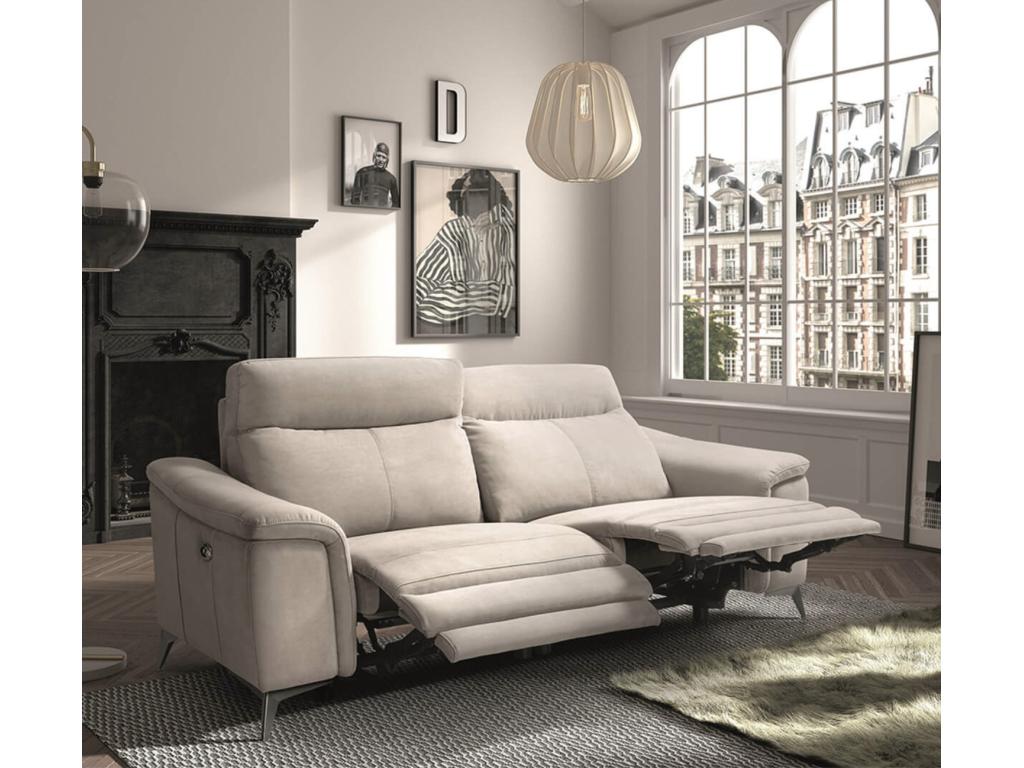 Canapé de relaxation électrique microfibre Chezlova-Couleur Beige clair-3 places Chezlova électrique SFTT21583