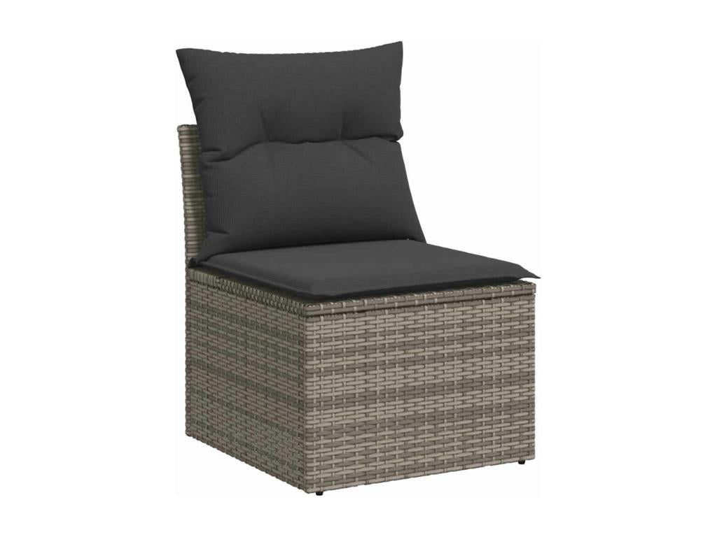Salon de jardin 6 pcs avec coussins gris résine tressée KRHE31808