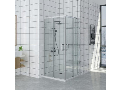 Receveur de Douche 80x95 cm Ligne Domopure Extra Fin Blanc Cabine de Douche 80x95 cm Haut 200 cm avec Ouverture d'angle FKTW62137