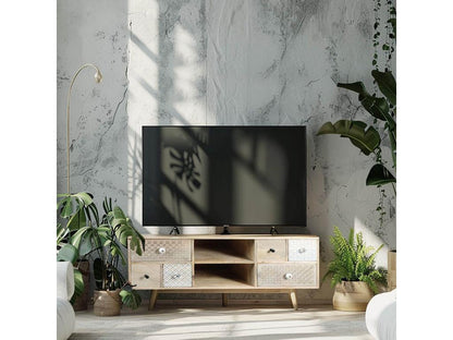 Chezlova - Meuble TV 6 Tiroirs en Manguier Massif Clair LDQK71002