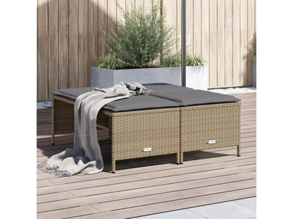 Tabourets de jardin avec coussins lot de 4 beige résine tressée AUXL80030