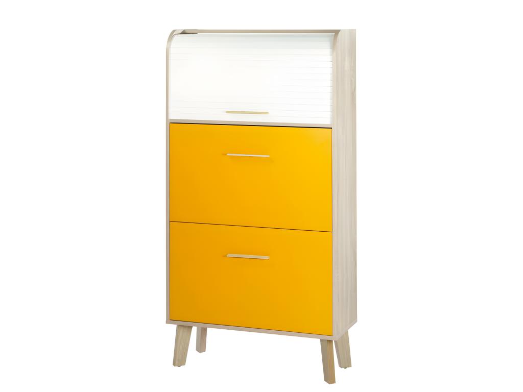 Meuble à Chaussures Chêne Abattants Oranges - Couleuris Rideau Rideau Blanc YZDK80949