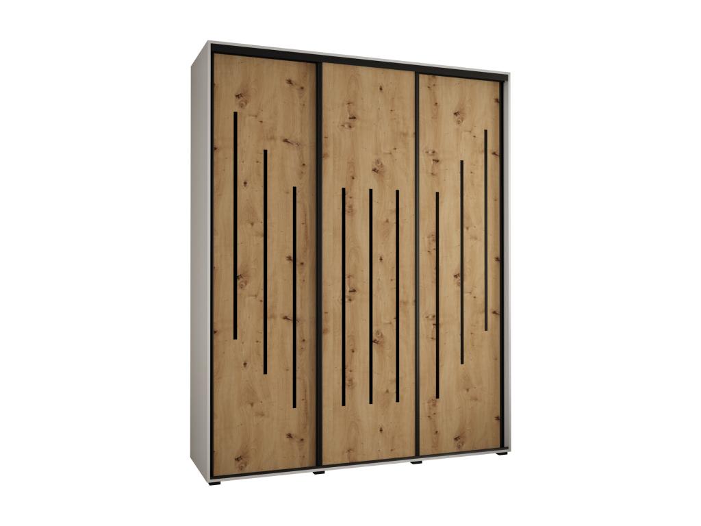 ARMOIRE Chezlova 8 À PORTES COULISSANTES 235.2/200/60 3 portes Blanc/Chezlova/Argent YHGH72587