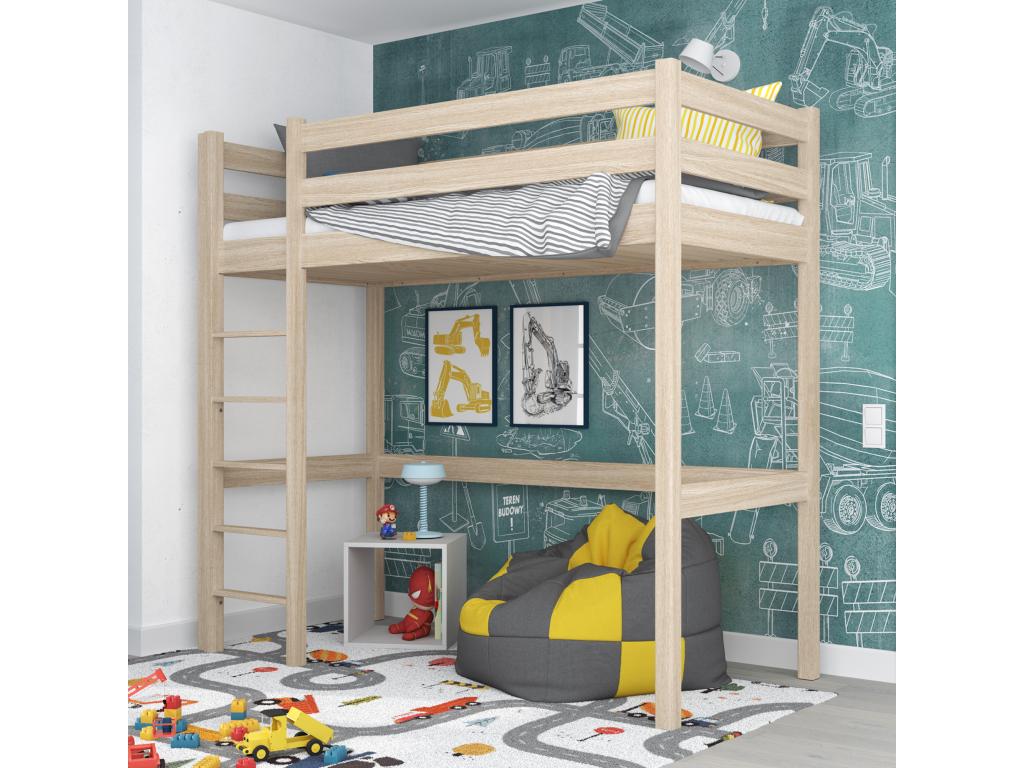 Lit mezzanine en chêne N05 Chêne Blanchi 80x200 MPSP90529