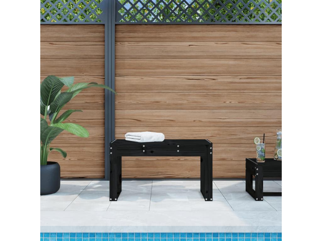 Banc de jardin noir 80x38x45 cm bois massif de pin YGLG71651