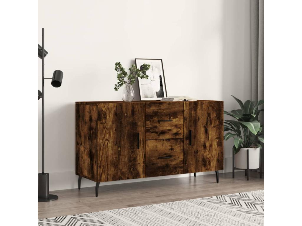 Buffet chêne fumé 100x36x60 cm bois d'ingénierie IQYA79794