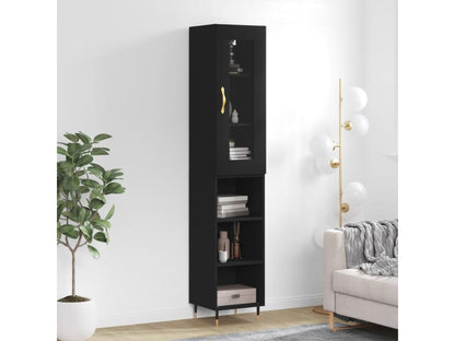 Buffet haut Noir 34,5x34x180 cm Bois d'ingénierie KKFE72234