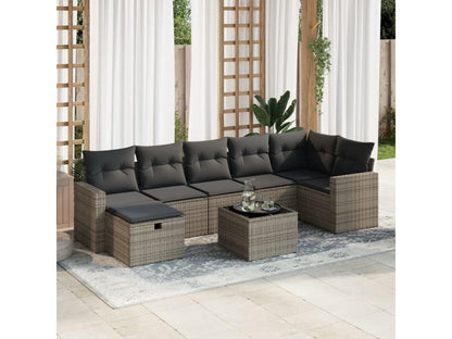 Salon de jardin 8 pcs avec coussins gris résine tressée IPSC67164