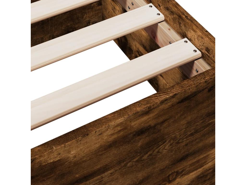 Cadre de lit et tiroirs chêne fumé 200x200 bois d'ingénierie BILR72247