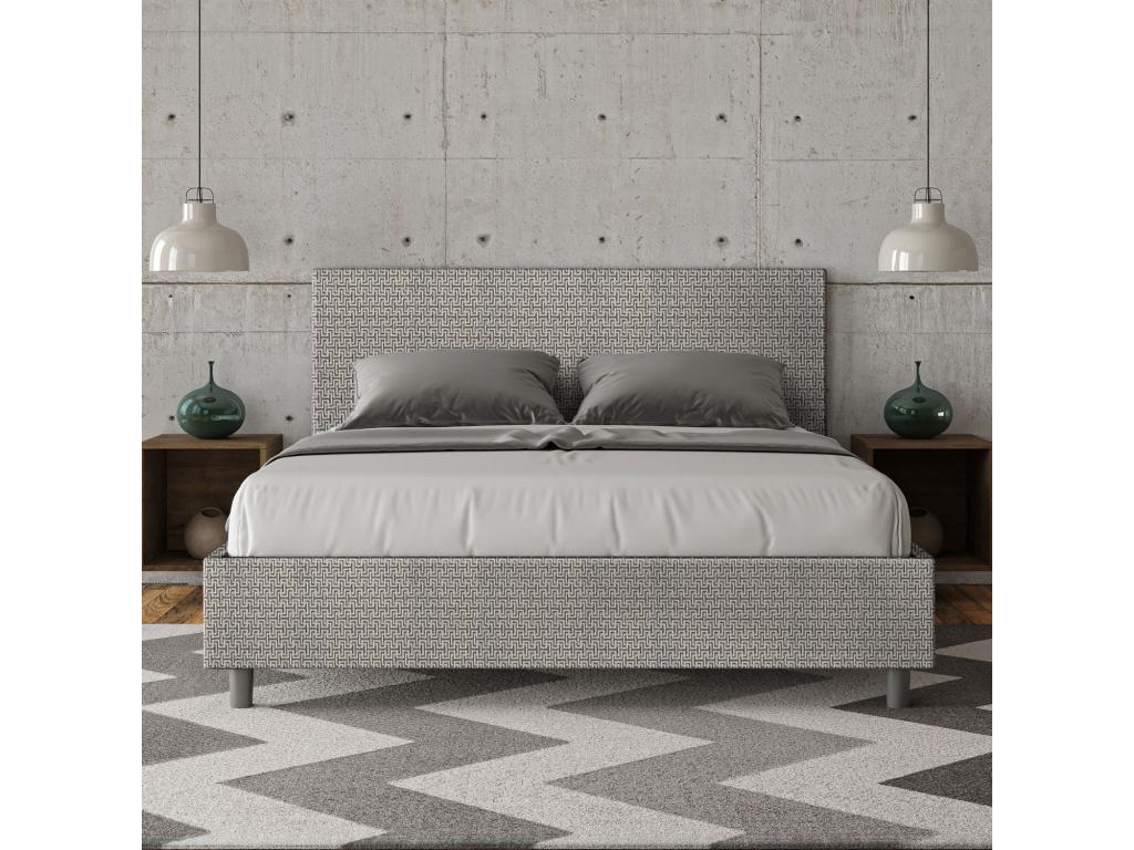 Lit sans sommier rembourré 160x190 tissu Labirinto 02 gris Domopure EOXY81112
