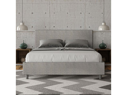 Lit sans sommier rembourré 160x190 tissu Labirinto 02 gris Domopure EOXY81112