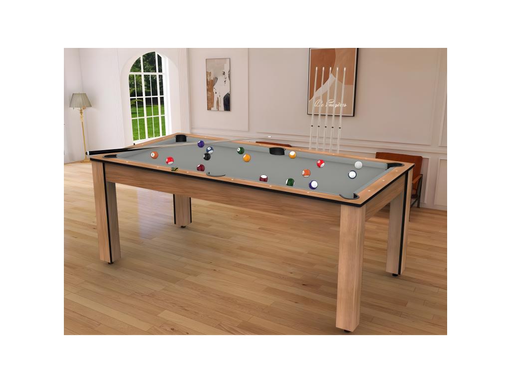 Table de Billard Convertible Chezlova 213cm Hêtre / Gris NTVS10482