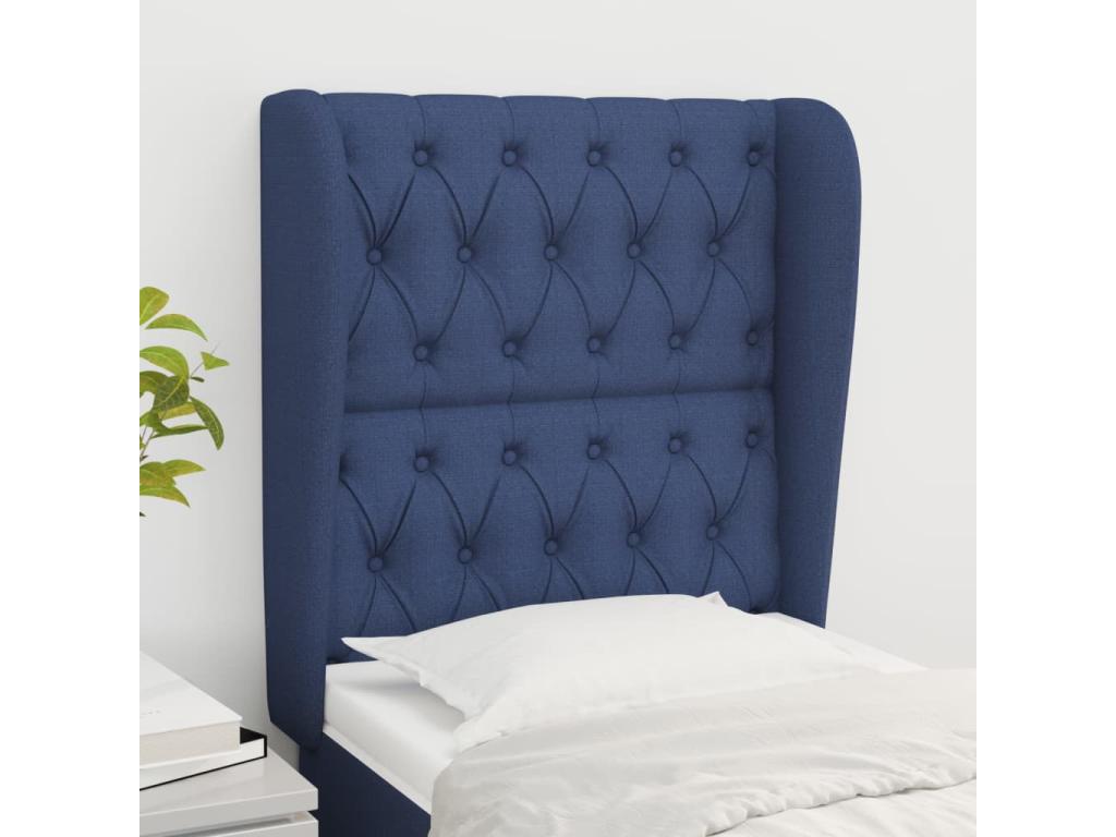 Tête de lit avec oreilles Bleu 83x23x118/128 cm Tissu DWNP20600