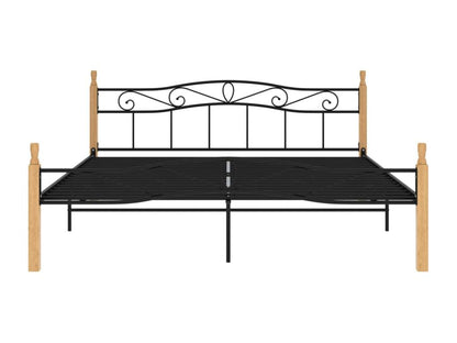 Cadre de lit Noir Métal et bois de chêne massif 180x200 cm NBWZ61784