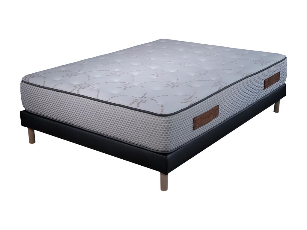 Ensemble Matelas mousse Chezlova Blanc - 140x190cm - accueil mémoire de forme et Sommier noir VOTK56414