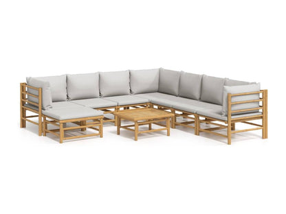 Salon de jardin 9 pcs avec coussins gris clair Chezlova JVZB74770