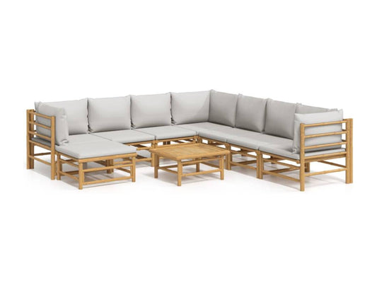 Salon de jardin 9 pcs avec coussins gris clair Chezlova JVZB74770