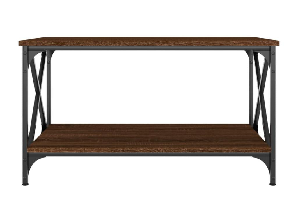 Table basse Chêne marron 80x50x45 Bois d'ingénierie et fer VTQR77604