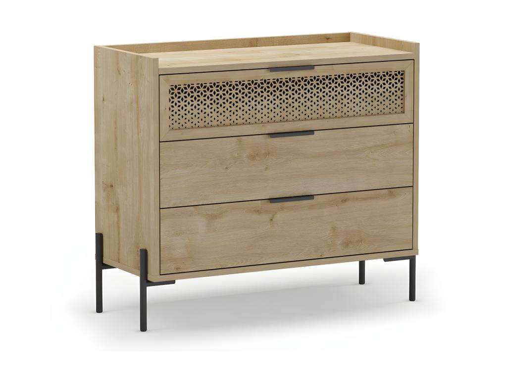 Commode 3 tiroirs et pieds en métal Decohaute - L90 cm WLSY29255