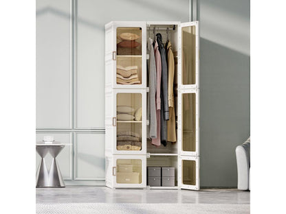Armoire avce 10 compartiments 6 portes 1 suspension - Penderie pliable à portes transparentes 69x50x170cm - Blanc AWUZ68728