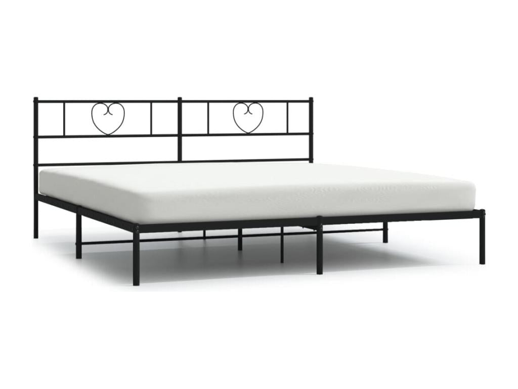 Cadre de lit métal avec tête de lit noir 193x203 CYWE82772