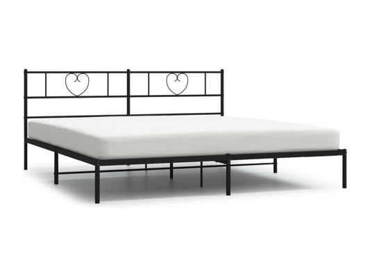 Cadre de lit métal avec tête de lit noir 193x203 CYWE82772