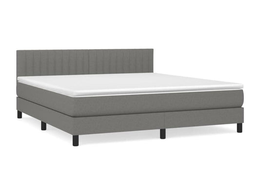 Sommier à Chezlova de lit avec matelas Gris foncé 180x200cm Tissu NNEV32187