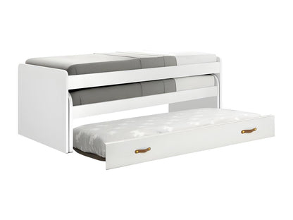 Lit triple en aggloméré blanc avec sommier 105x200cm IWOZ06997