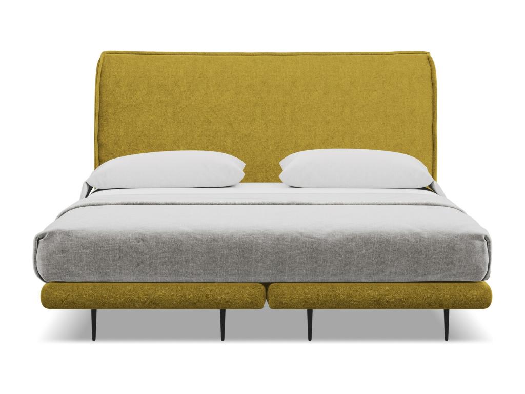 Lit matelas capitonné en tissu bouclette 160x200 - moutarde - Chezlova SIFT82223