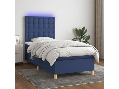 Lit à sommier tapissier avec matelas et LED Bleu 80x200 Tissu PSEU57615